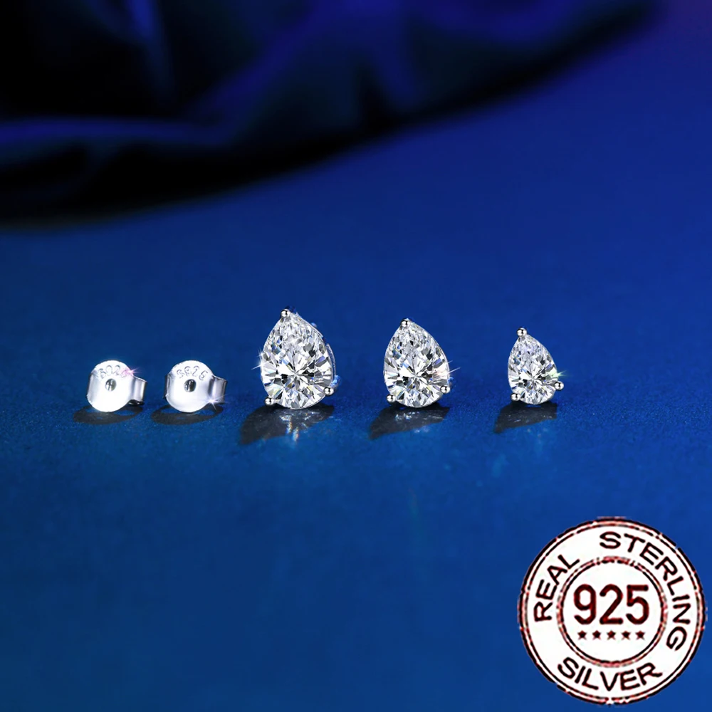 Women's 925 Sterling Silver Big Water Drop Stud Earrings