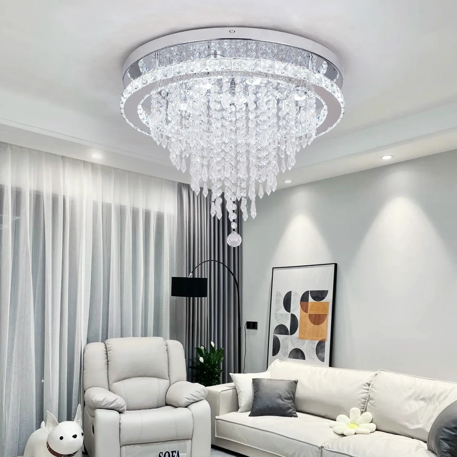 Luxury Led Crystal Ceiling Lamps With Remote Control Living Room Ceiling Chandeliers Home Lighting Fixtures Brightness Dimming L