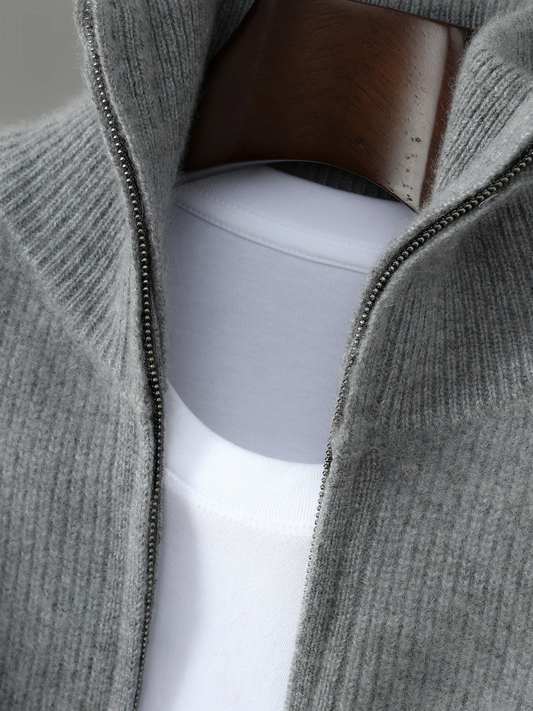 

Мужской кардиган на молнии из двойной шерсти, утепленный, повседневный, вязаный, мягкий, с длинными рукавами, теплый, для осени и зимы