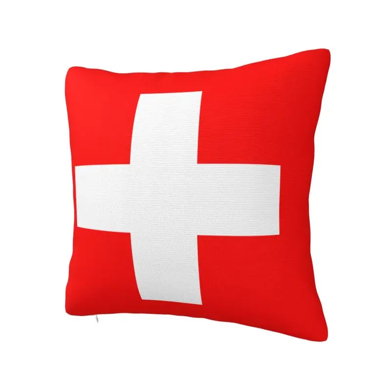 Custom Flag Of Switzerland Cushion Covers Soft Modern Throw Pillow Case for Sofa Home Decor