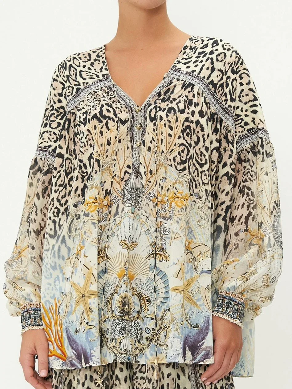 

Women Leopard Printed Blouse Front Buttons V-Neck Long Sleeve Elegant Autumn 2024 100% Silk Shirt