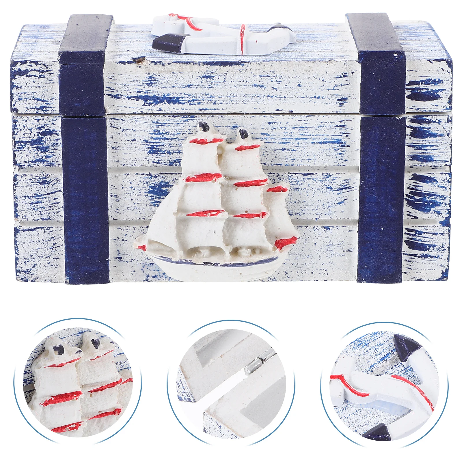 

Mediterranean Style Jewelry Box Wooden Organizer Large Capacity Case for Rings Necklaces Earrings Storage Small Wooden Box