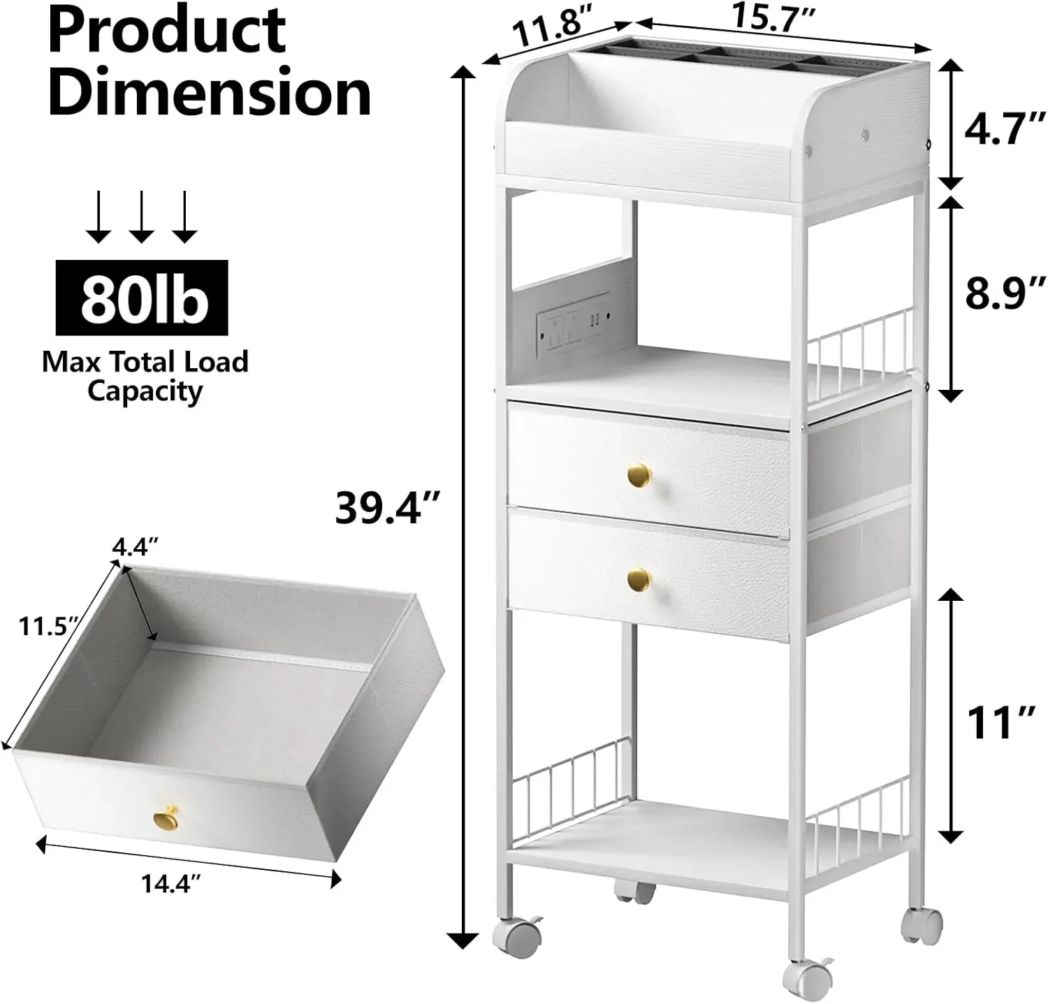 Makeup Organizer with LED Light&Charging Station, Make Up Skincare Organizers and Storage with Drawers, Vanity Cosmetics Display