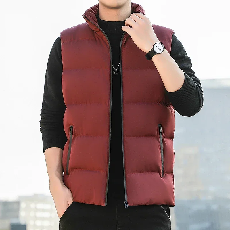 Men Vest Windproof Vest Men Jacket Sleeveless Vest Winter Jacket Casual Coat Male Down Cotton Warm Thicken Waistcoat Thick Gilet