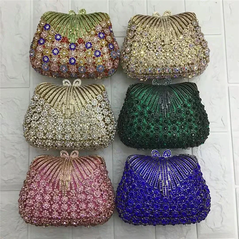 

Newest Crystal Evening Bag Designer Butterfly Shape Clutch Bag Prom Handbags Animal Diamond Clutch Purse Party Bag