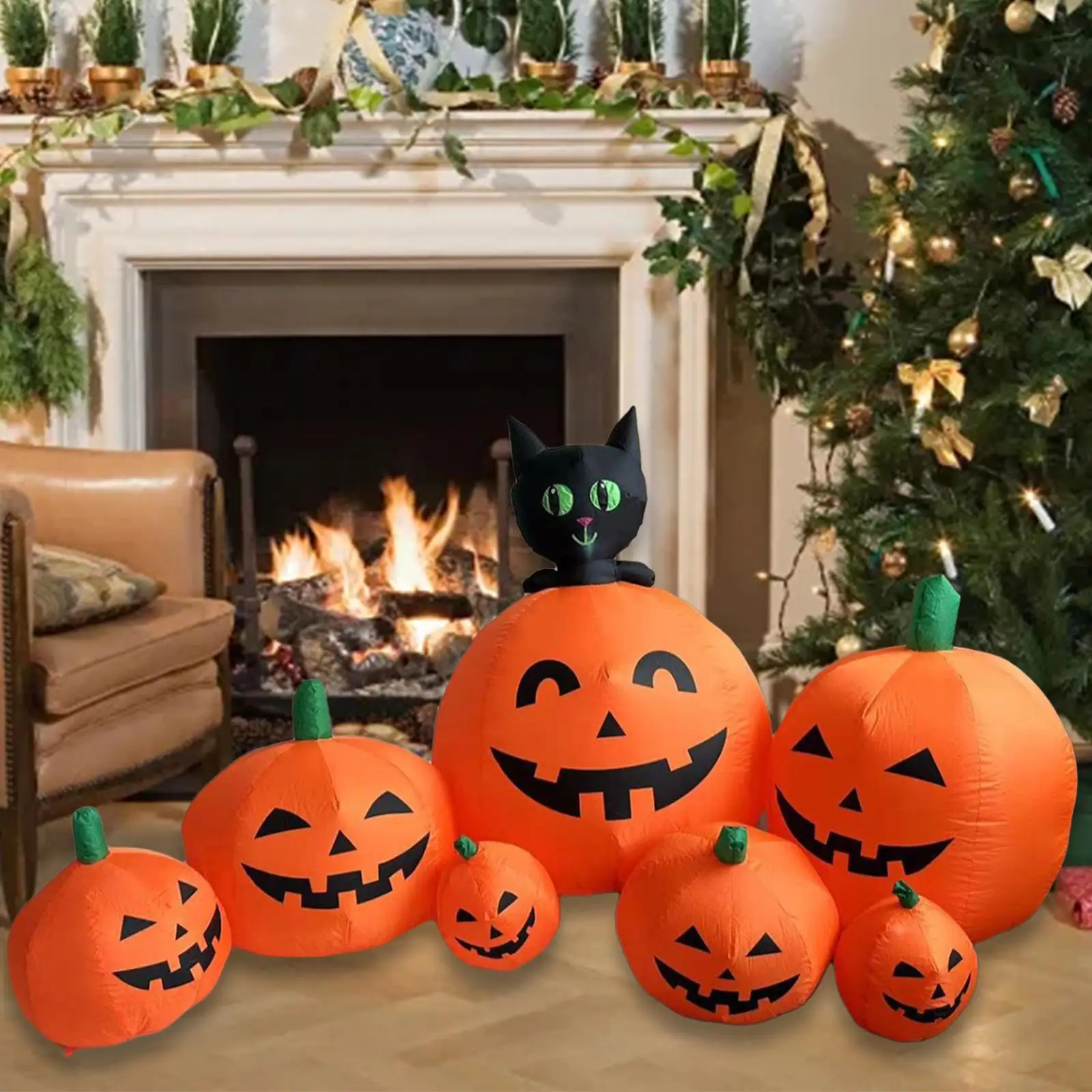 

2.3M Halloween Inflatable Pumpkins Prop AU 220V Adapter for Holiday Party Lightweight Waterproof Indoor Outdoor Decoration Cute