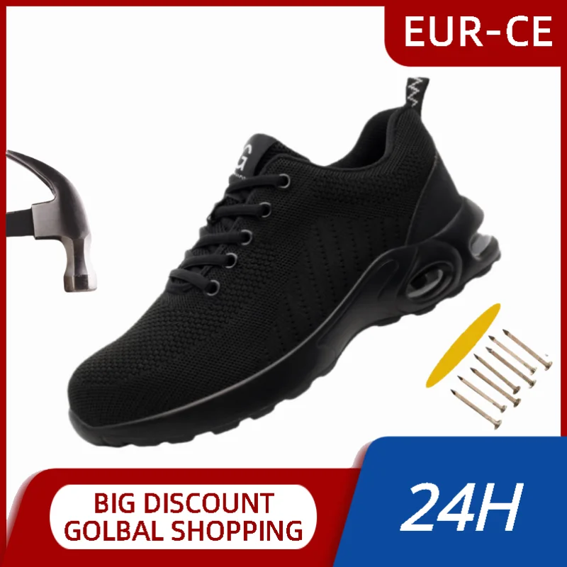 

Puncture-proof Outsole Lightweight Breathable Sneakers Non Slip Anti Shock Steel Toe Cushioned Comfort Hiking Shoes Outdoor