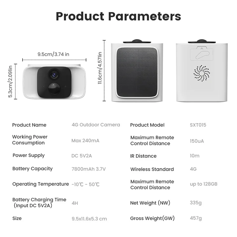 DIGIT-TUYA 4G Solar Camera Outdoor Surveillance 1080P 128G Color Night Vision PIR Detection Home Security Built-In Battery