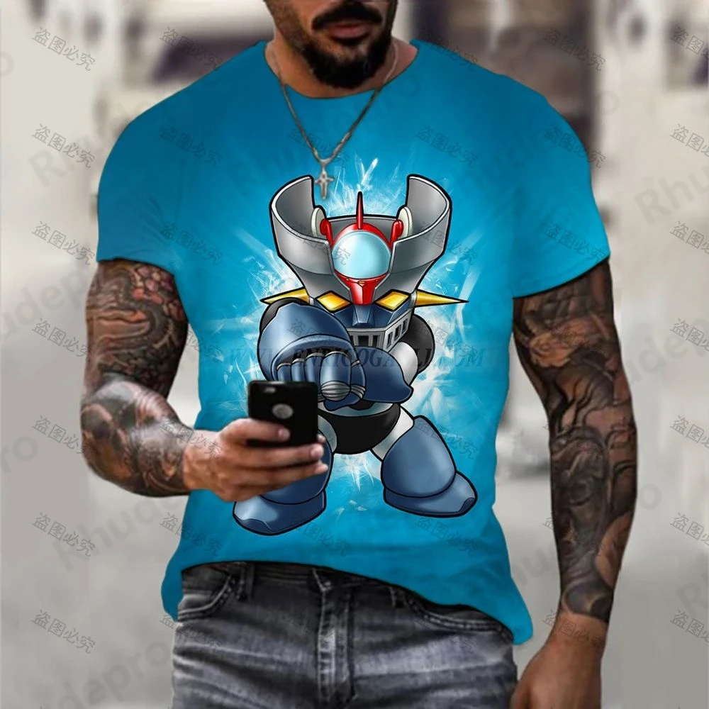 T-shirts Summer Essentials Men's T-Shirt Mazinger Z Leisure Y2k Tops Streetwear Anime Cartoon Clothes Oversized New HD Print