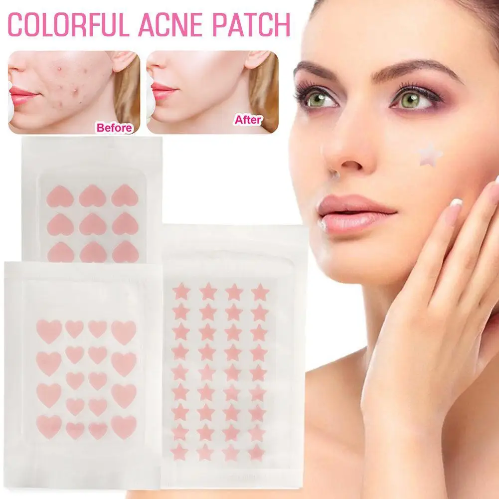 

A Sheet Of 12pcs/18pcs/36pcs Pink Heart Star Pimple Acne Removal Pimple Tools Makeup Beauty Stickers Skin Care