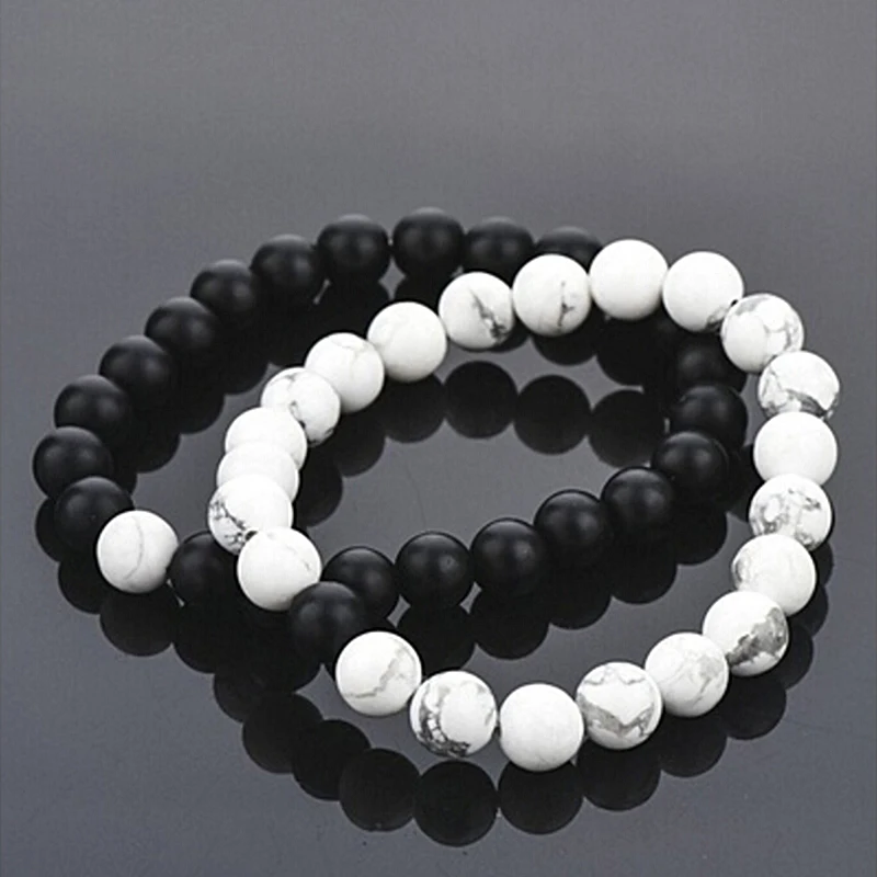 Fashion 2Pcs Couples His & Hers Distance Bracelet Lava Bead Matching YinYang Lovers Gift