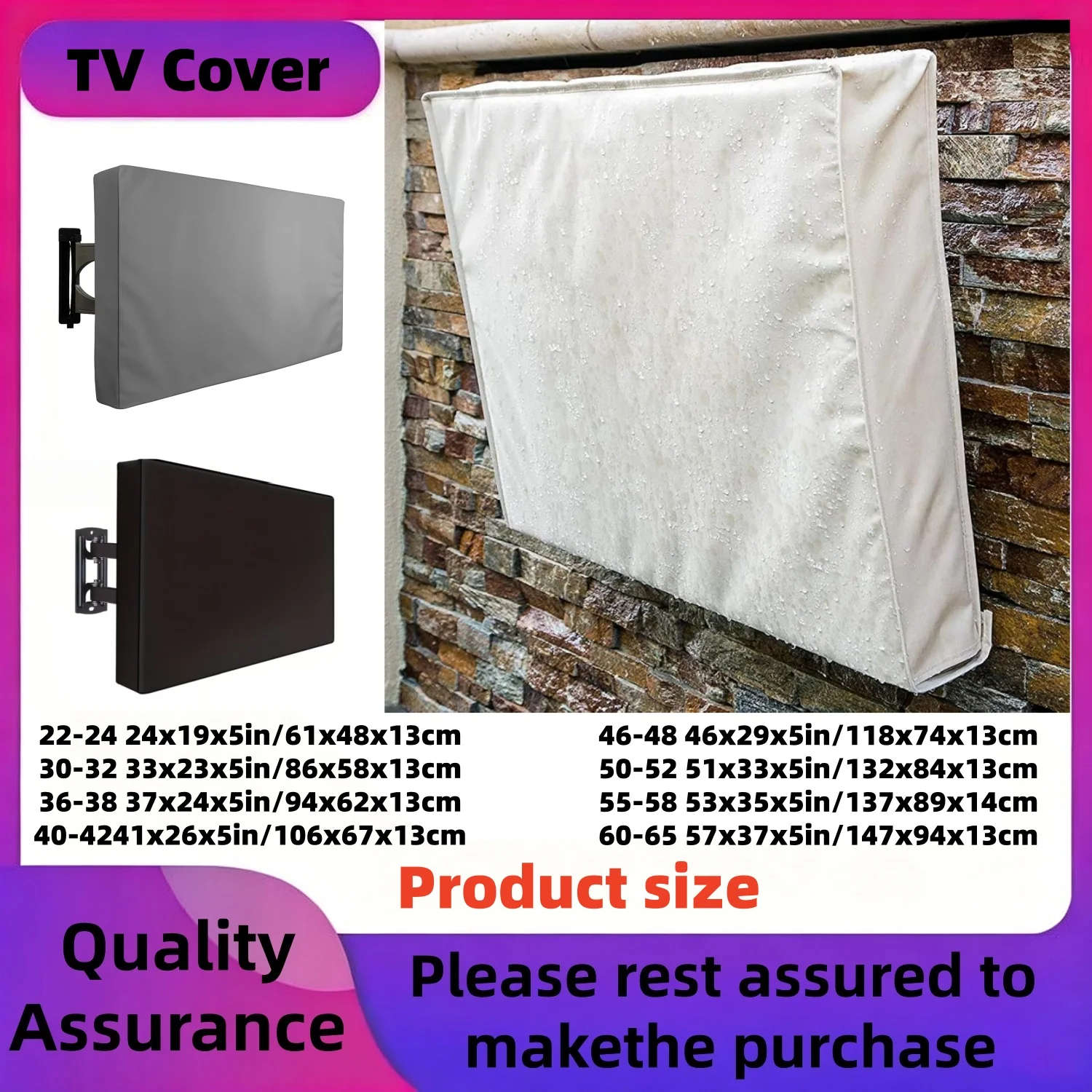 All Weather Dustproof Outdoor Tv Screen Protector Garden Patio Cover Waterproof Dustproof Sunproof All Inclusive Tv Cover