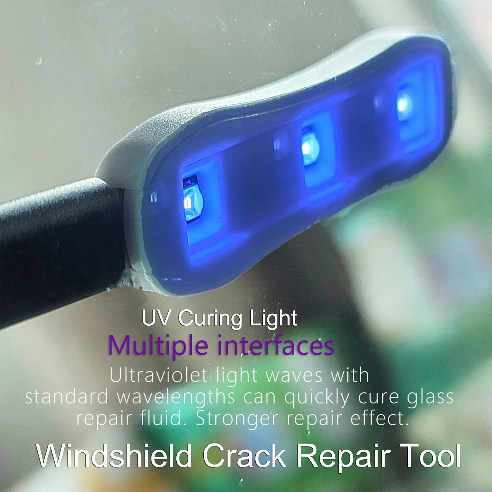 Car Glass Repair Curing Lamp Mini Resin Curing Glue UV Lamp Lighting Set Tool Car Front Windshield Glass Crack Repair Tools