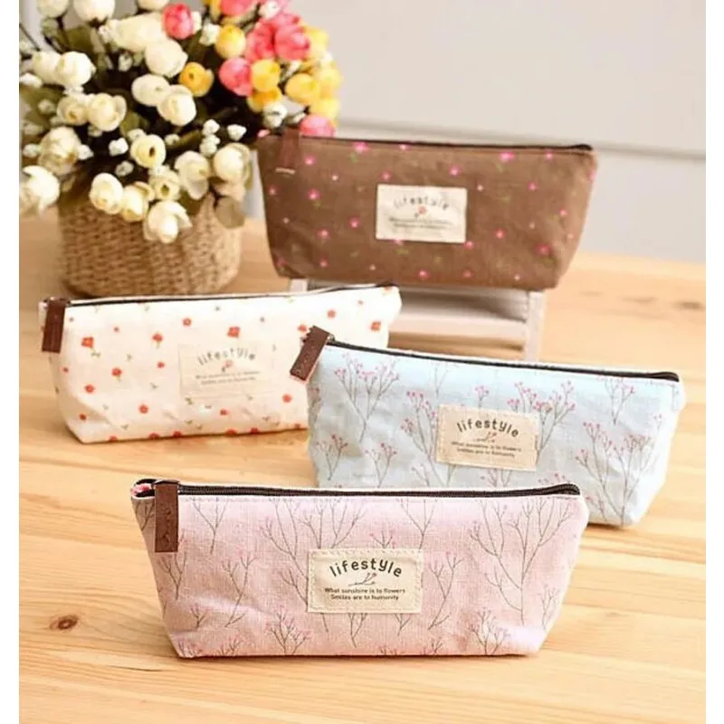 Hot Stationery Canvas Cosmetic Bag Women Travel Toiletry Makeup Bag Purse Pouch Zipper Pen Pencil Case