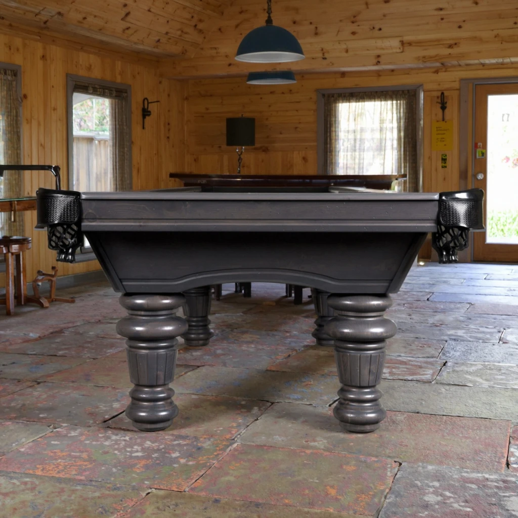 Solid Wood Jiujiang Natural Slates Pool Table 7ft 8ft 9ft with Net Pockets for Resort Subject Retro House Sport Pool Games