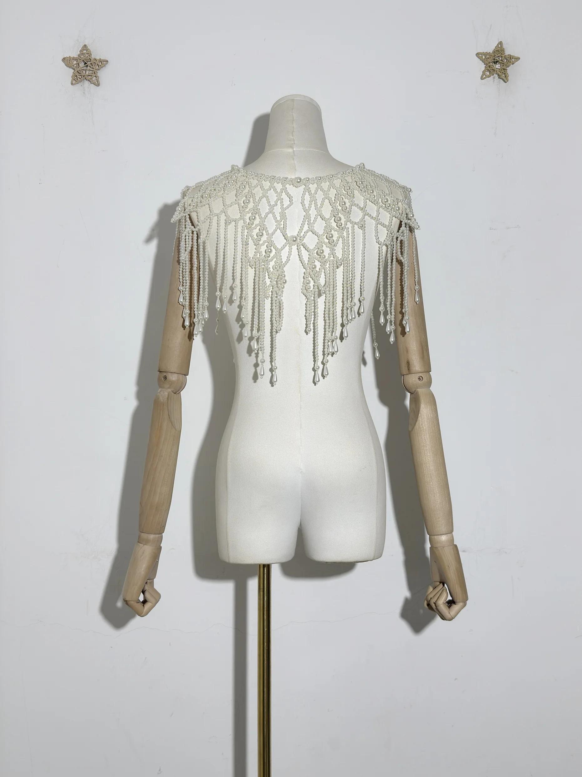 華やかな手作りの新しい繊細なパターンの女性の絶妙なパールポンチョショールスカーフネックレスビーズフリンジトップカバーアップビーチウェア