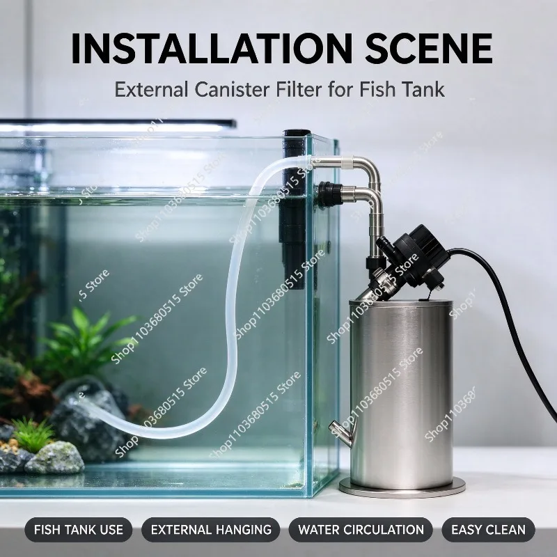 ES60 ES150 ES300mini External Fish Tank Filter Barrel Stainless Steel Aquarium Canister Filter Fish Tank Filter Bucket