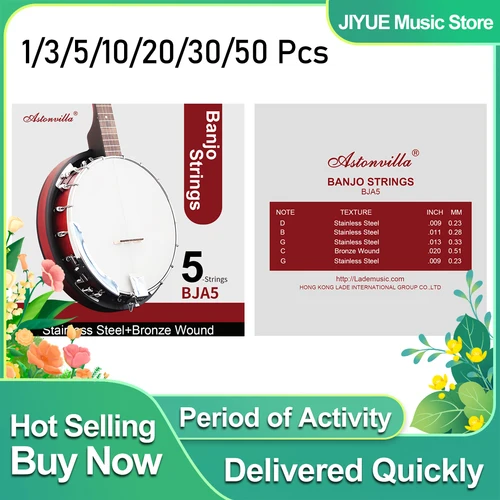 Astonvilla-cuerda de Banjo de 5 cuerdas, cuerda de bronce, guitarra a prueba de herrumbre, cuerdas de práctica profesional para principiantes, accesorios para Banjo