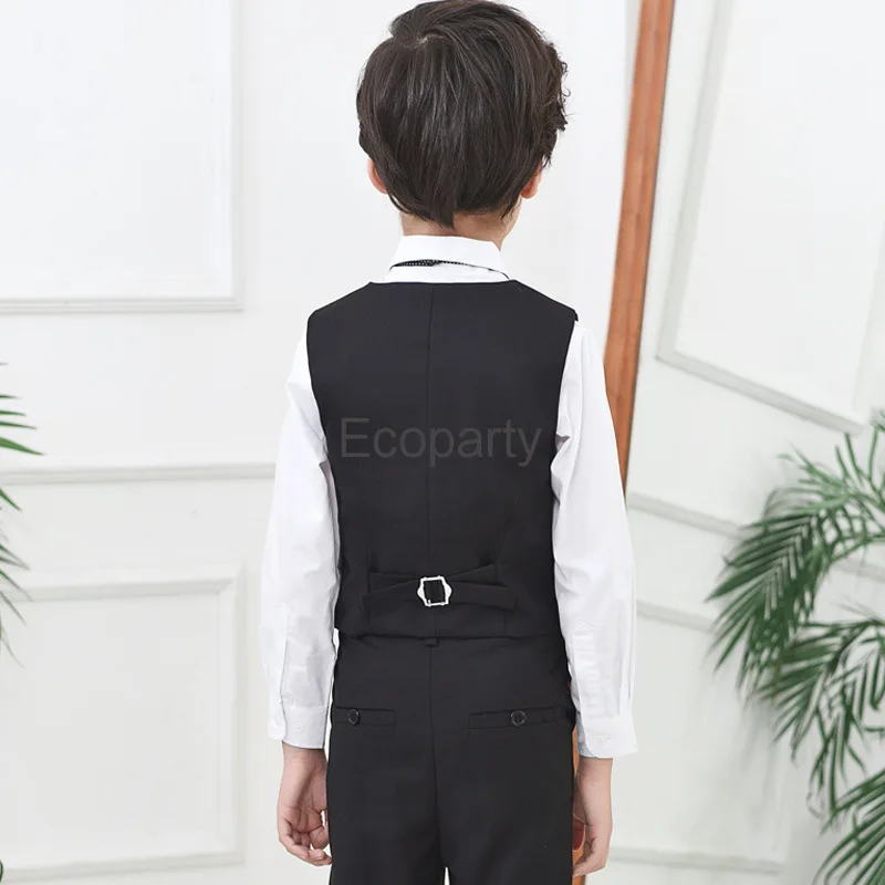 Nuovo vestito nero per bambini gilet abito da sposa per ragazzo bambini pianoforte Performance gilet stile britannico festa di compleanno gilet 4-18T