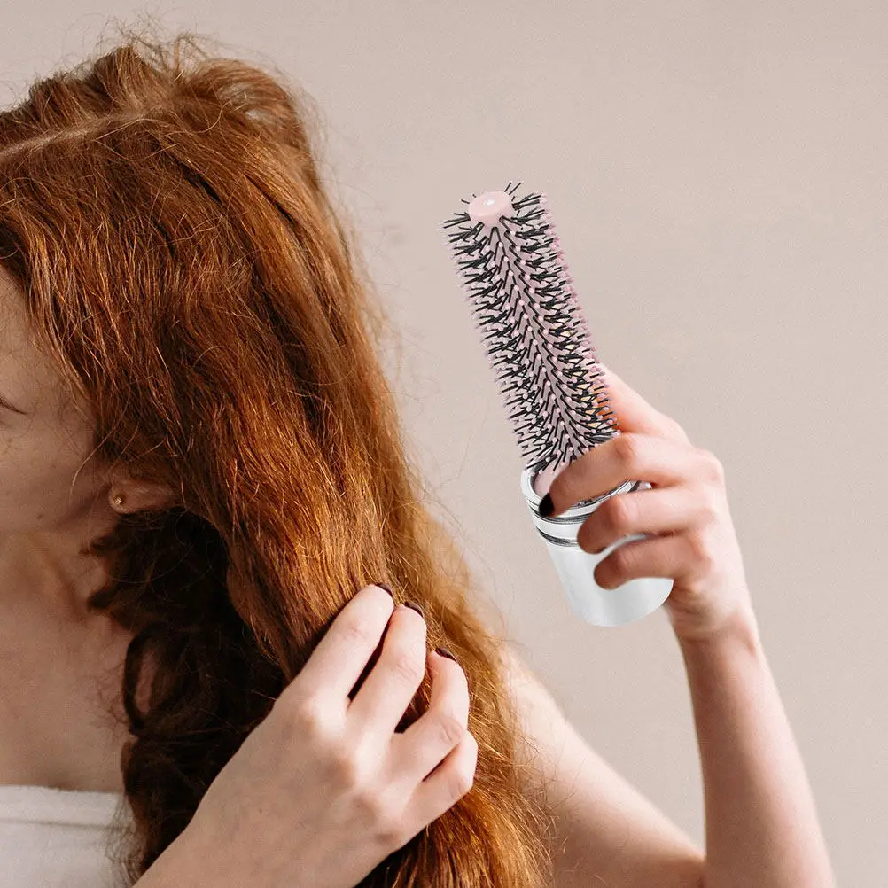 2Pcs Pocket Size Hair Brush Travel Round Curling and Straightening Brush Dual Purpose Styling Travel Brushes for Hair