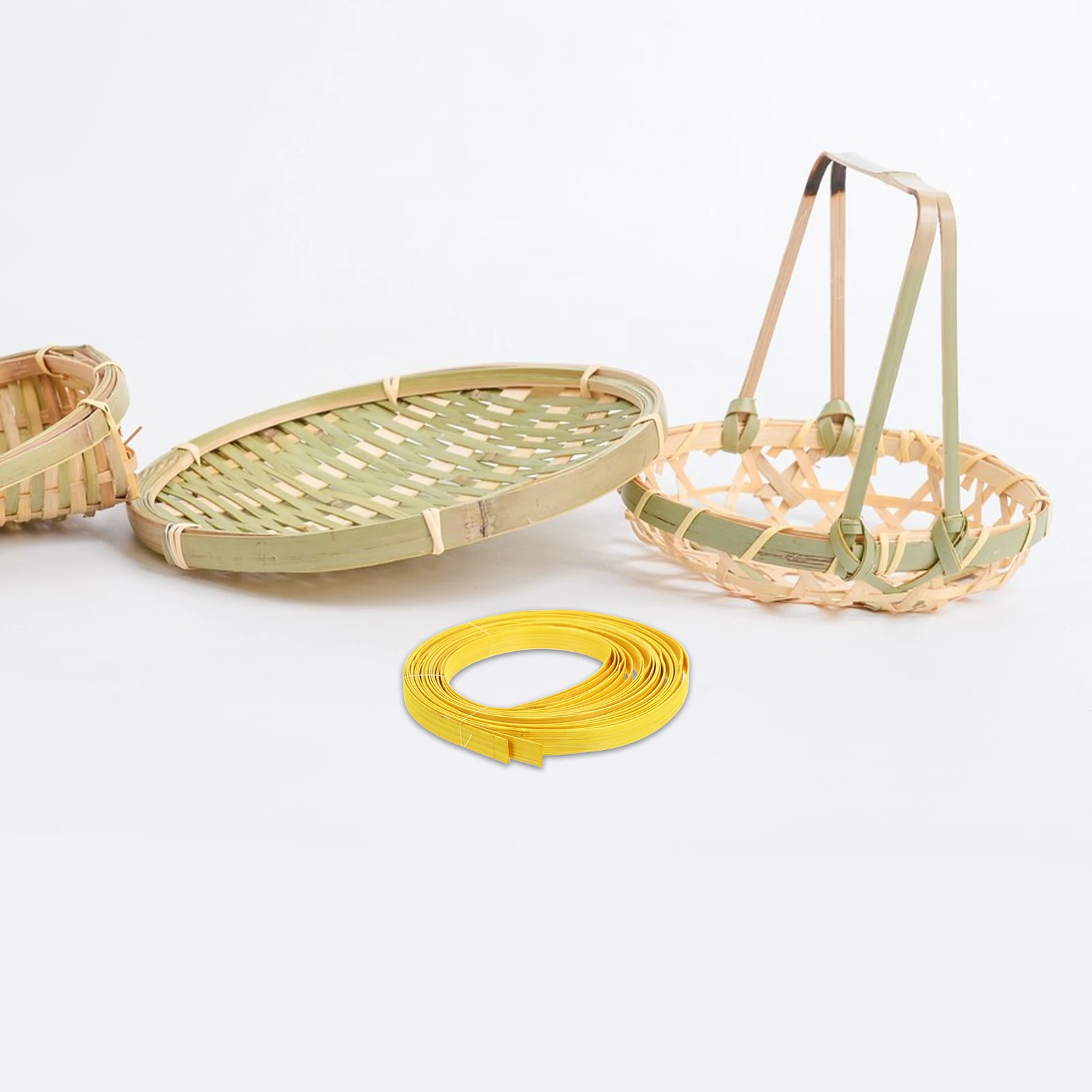 Tiras de bambú para manualidades, Kits de tejido de cesta, materiales artesanales de madera amarilla, productos tejidos hechos en H, palos creativos, artesanías de bambú, 2 uds.