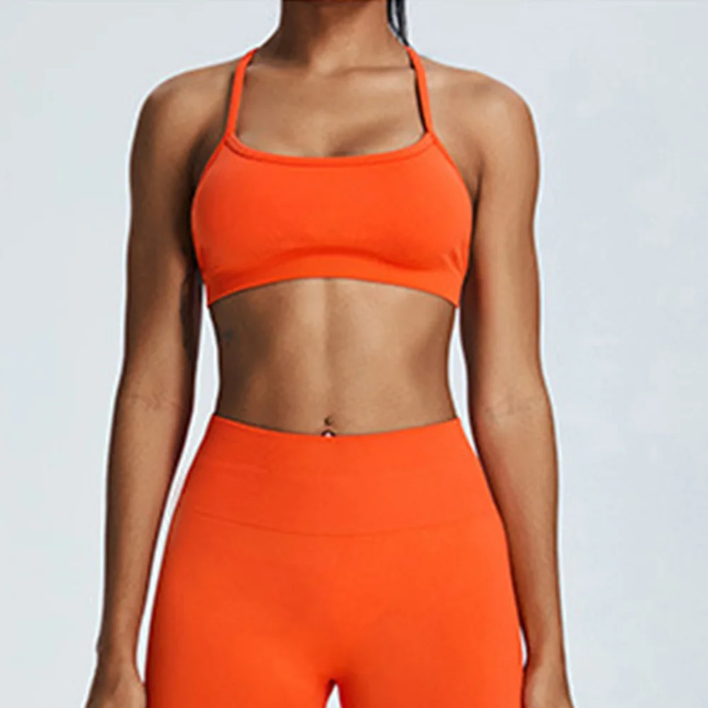 Soutien-gorge de yoga à bretelles croisées sans couture pour femmes, sous-vêtements d'entraînement, haut de fitness, bralette de sport, course à pied, soutiens-gorge de yoga, push-up, Y-Up