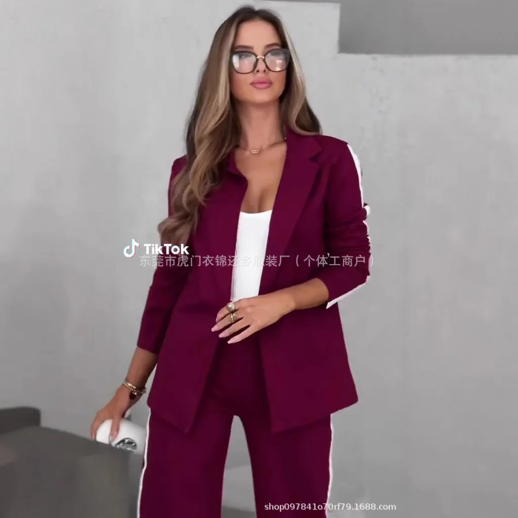

2025 New Suit Jacket Solid Color Temperament Autumn And Winter Women's Fashion Lapel Long-sleeved Suit