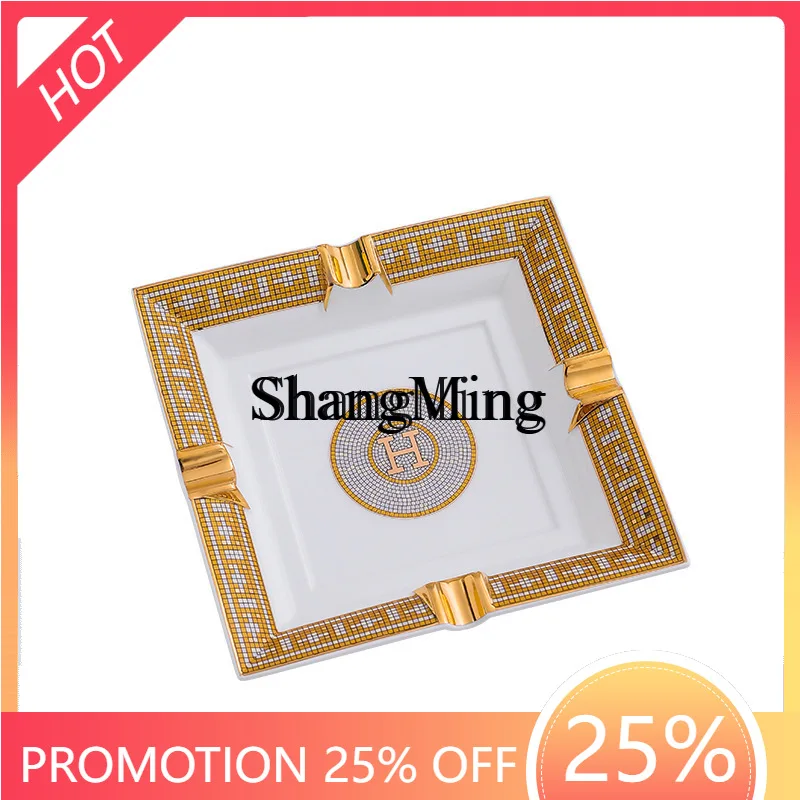 

Керамическая пепельница для сигар в стиле лайт-люкс, креативная квадратная, для дома, гостиной, отеля, офиса