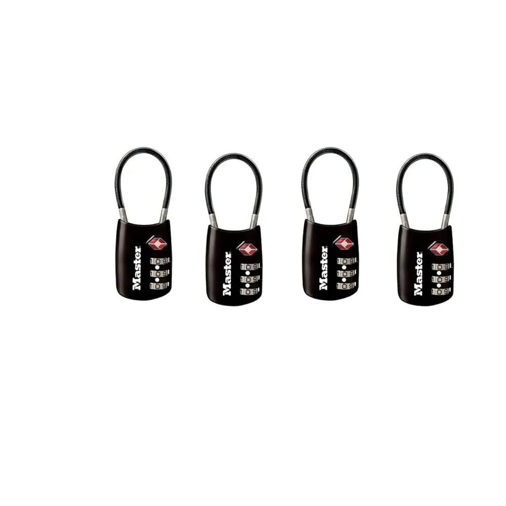 

4688DBLK TSA Cable Luggage Accepted Black, 4-Pack, 4 Piece