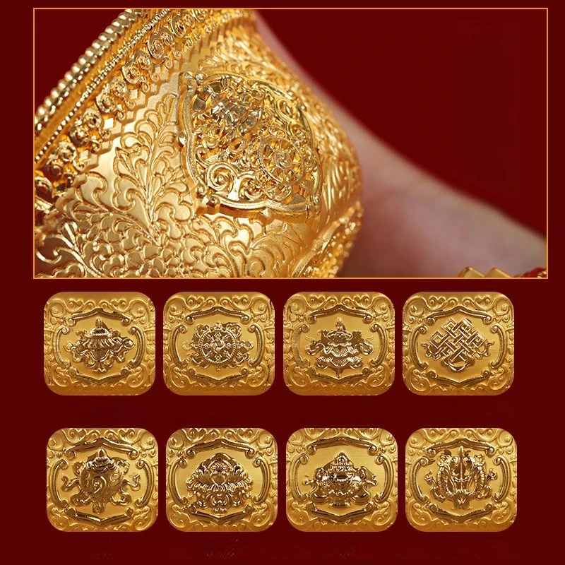Cz gilt gold water supply  bowl, eight auspicious cup  diamond auspicious cloud copper cup sacrificial offerings buddha supplies