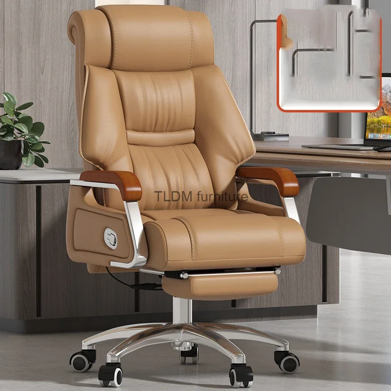 

leather boss chair computer chair household furniture reclining office comfortable long-lasting sitting rotating business chair