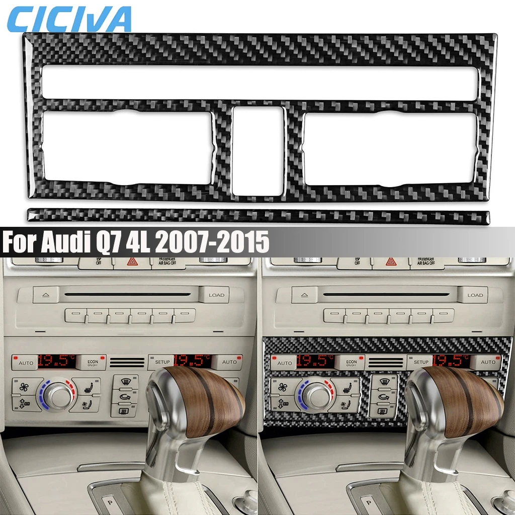

Carbon Fiber Car Accessories Center Console Climate Control Panel Interior Cover Modified Trim Sticker For Audi Q7 4L 2007-2015