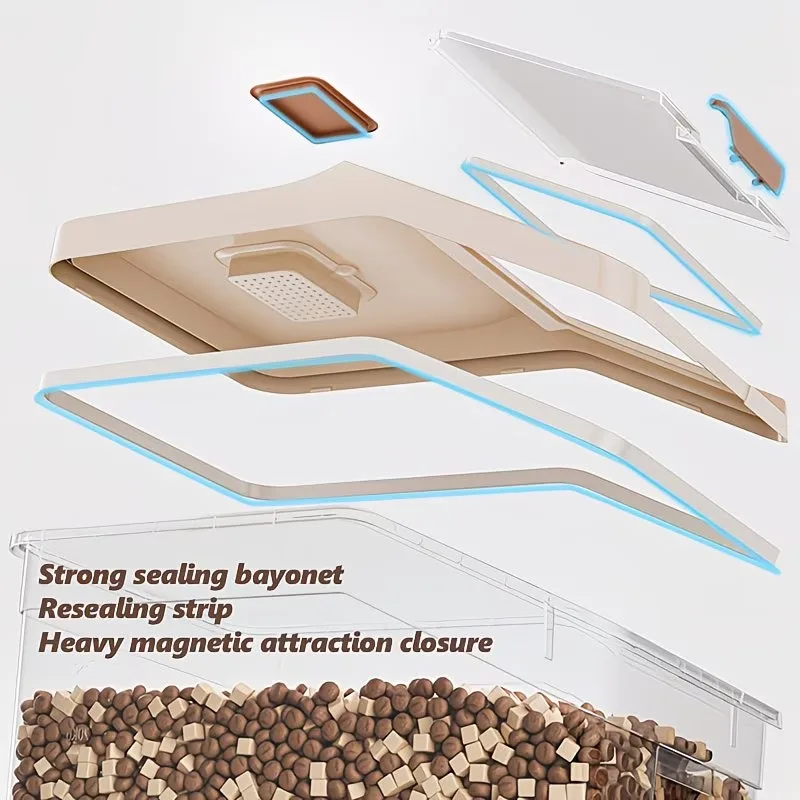 새로운 5kg/10kg 대형 고강도 사각형 애완동물 사료 보관 버킷, 개, 고양이, 새 사료용 대형 개방형 뚜껑 포함, 2가지 사이즈 제공