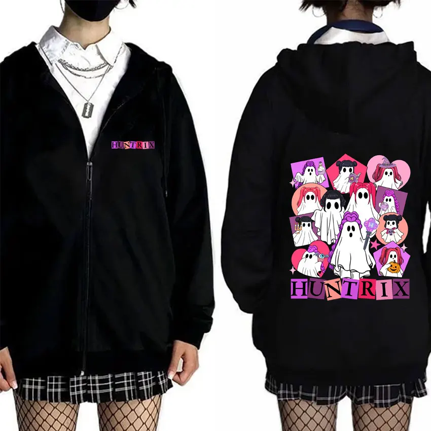 

Kpop Demon Hunters Saja Boys Rumi Mira Zoey Derpy Tiger Zipper Hoodie Male Vintage Zip Up Jacket Men's Christmas Halloween Coat