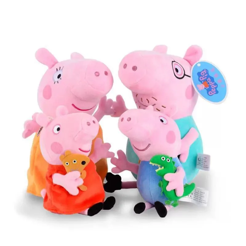 Image of 30cm Niedliches Peppa Pig Plüschtier – Peppa & George Puppenset 4er-Familie Kuscheltier Schlafbegleiter Kindergeburtstagsgeschenk