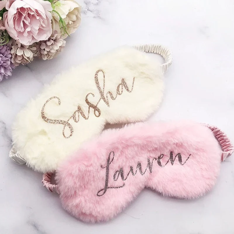 Personalized Rabbit Hair Eye Mask for Sleeping, Customized Sleep Mask, Bachelorette Party Gifts, Silk