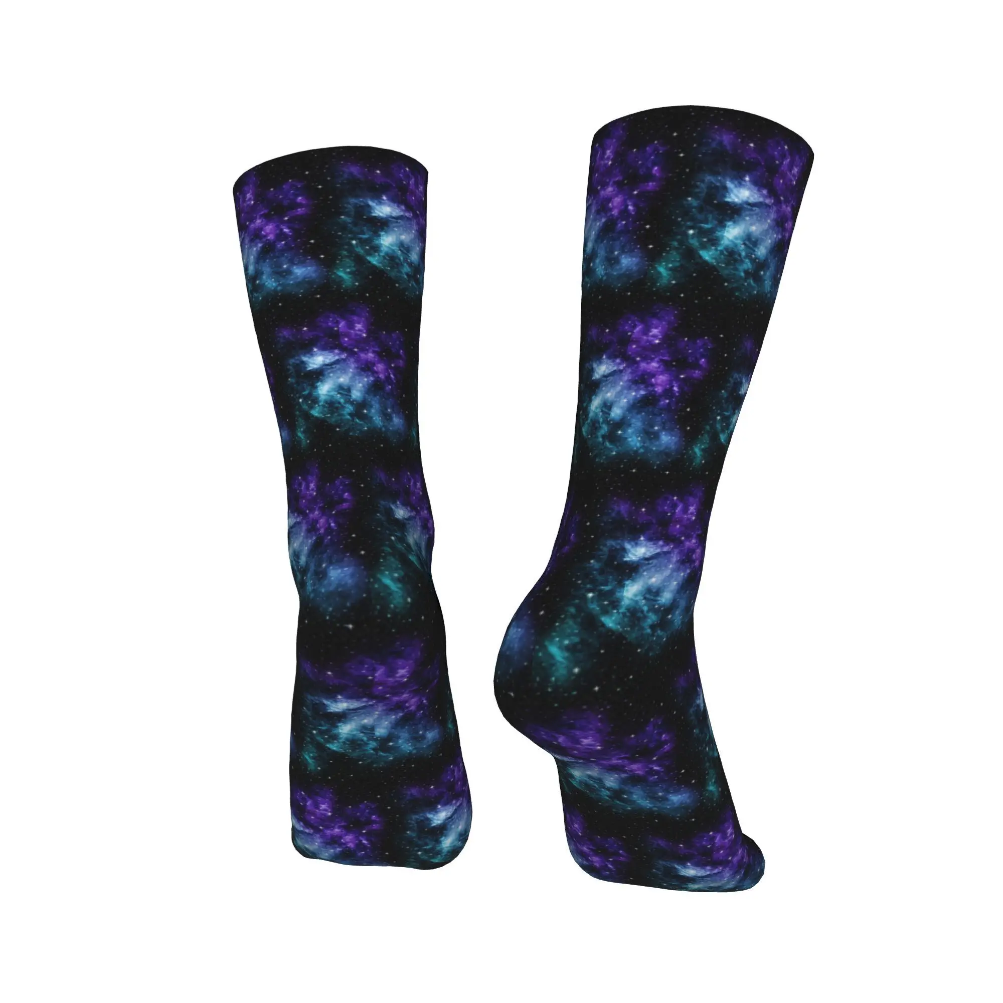 Paars Teal Galaxy Nebula Dream Sokken Harajuku Zweetabsorberende Kousen Sport Middenbuis Sokken Zachte Kerstcadeaus