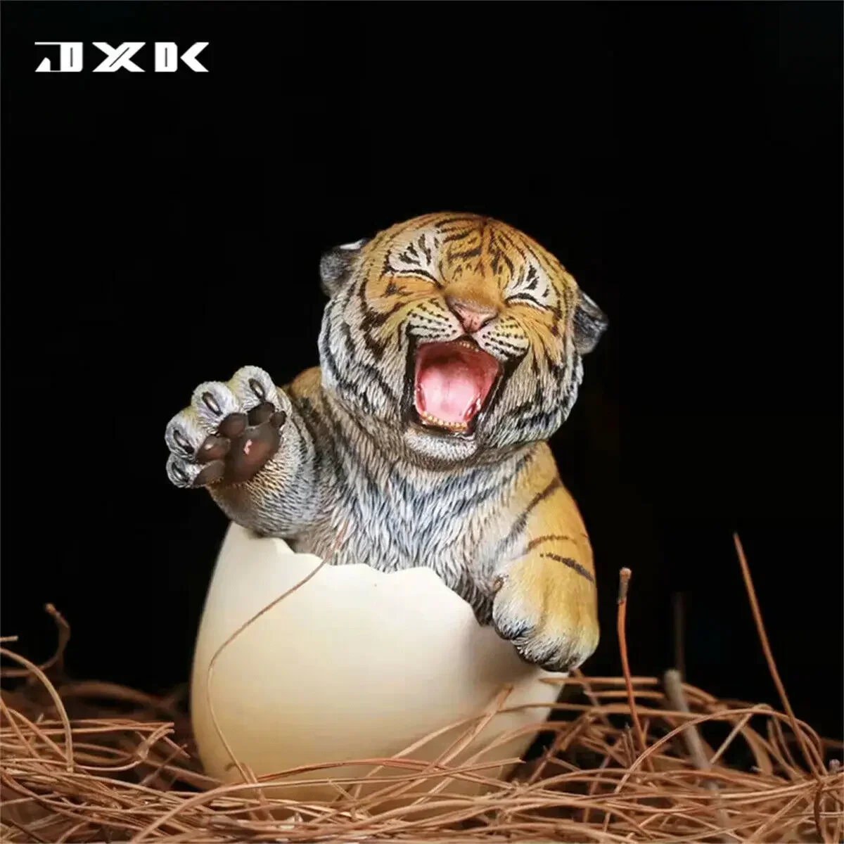 JXK 1/6 Tiger Treasure Model Animal Figure Pet Baby Tiger Eggshell Decoration  Educational Toy Birthday Gift Desk Ornaments