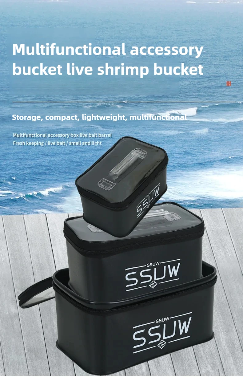 Conteneur pour Poissons Vivants, Seau de pêche, Seau de pêche Compact, Seau de pêche Pliable, Seau de pêche Pliable Seau Multifonctionnel pour appâts pour Poissons Vivants, Seau de pêche Pliable