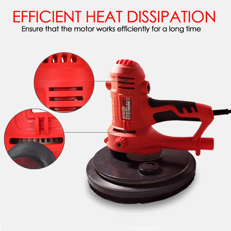 1250W Drywall Sander Wall Grinding Machine with Lamp Self-Vacuum Sandpaper Machine Putty Handheld Electric Polisher Grinder