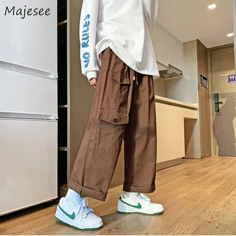 

Straight Cargo Pants for Men Many Pockets American Hip Hop All-match Trendy Harajuku Y2k Pant Male Joggers Streetwear Youthful