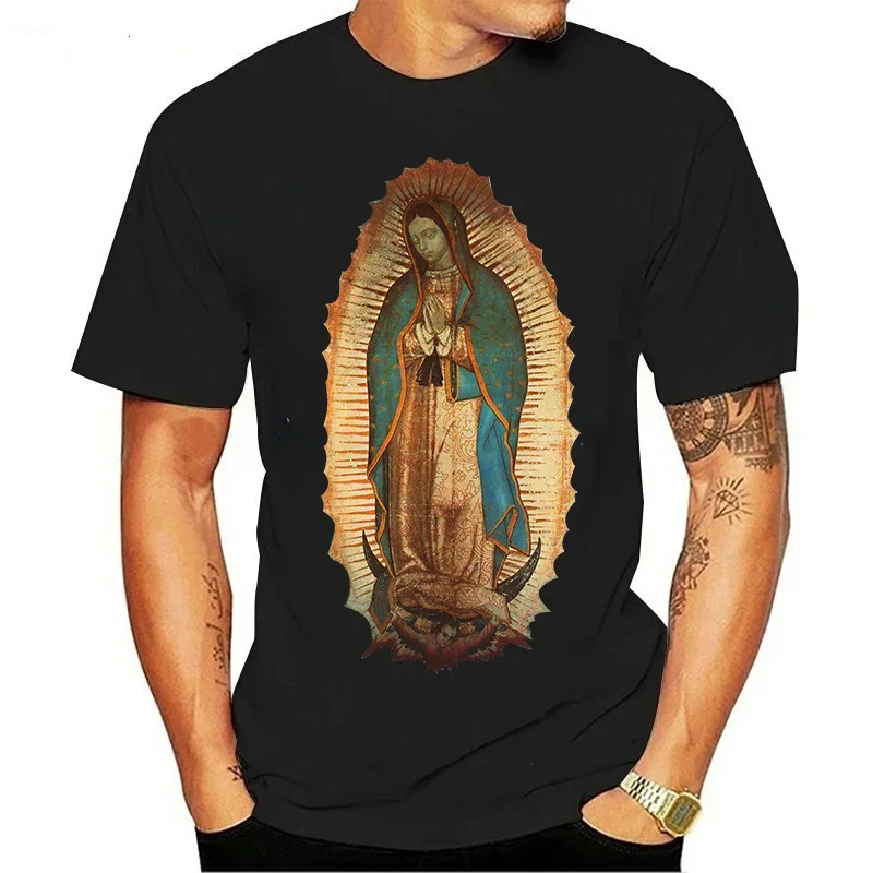 Our Lady of Guadalupe Virgin Mary The Madonna Religious Graphic T-Shirt Summer Men Short Sleeve O-Neck Unisex T Shirt New