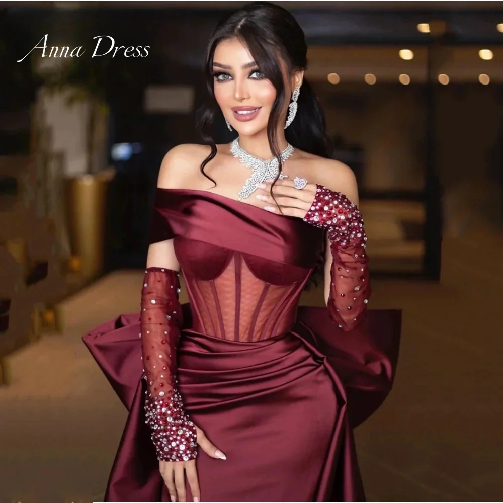 

Anna Shawl Evening Gown Fish Tail Wedding Dress Women Elegant Luxury High Quality Claret Elegant Party Dresses for Women 2024