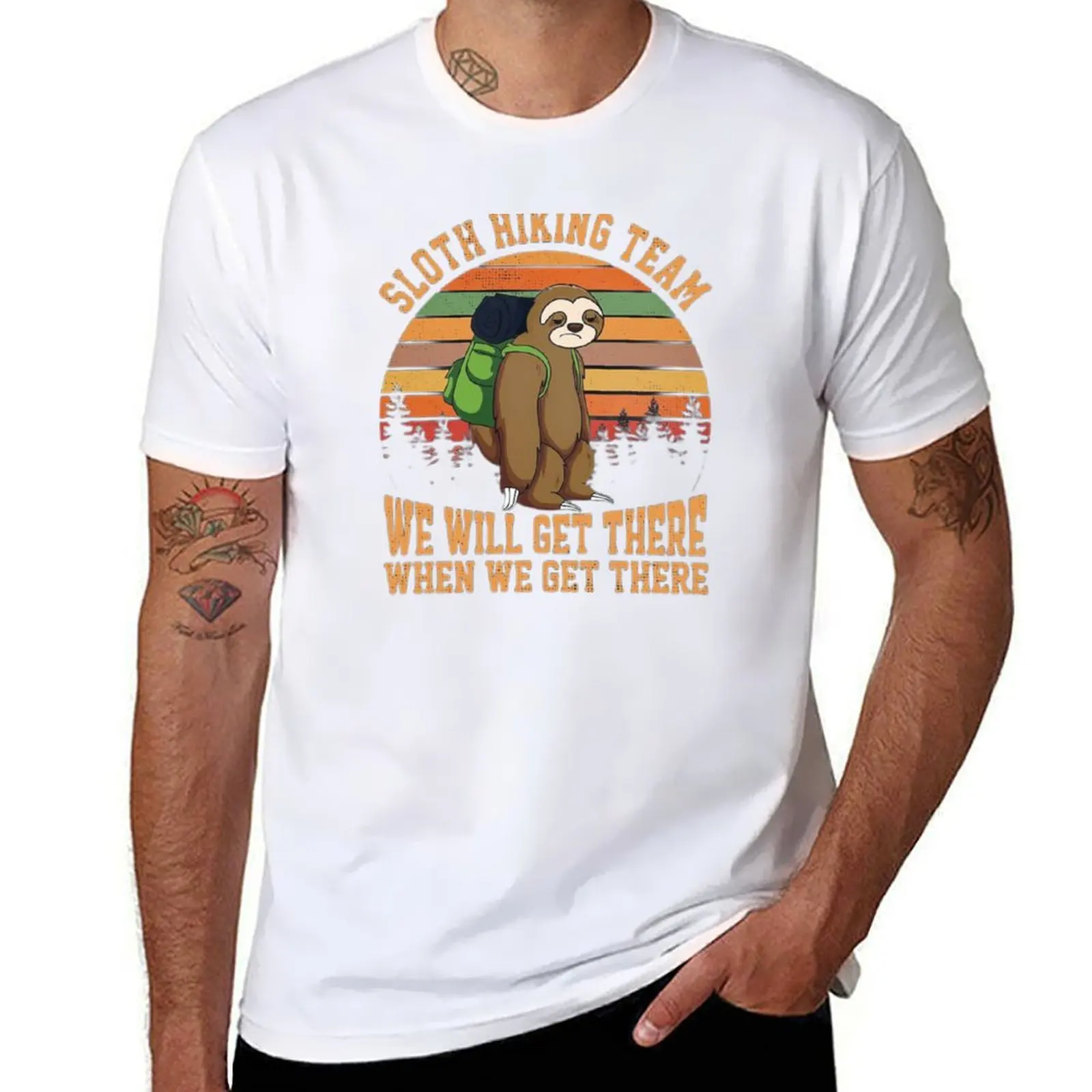 

(229) - Sloth hiking team we will get there when we get there, funny hiking shirt with sloth vintage T-Shirt