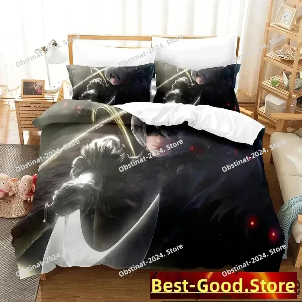 

Anime NieR Automata 2B Game Bedding Set Duvet Cover Bed Set Quilt Cover Pillowcase Comforter king Queen Size Boys Adult
