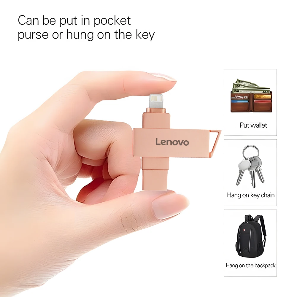 Lenovo 2 ТБ USB-накопитель 2 в 1 Lightning Pen Drive 1 ТБ для iphone ipad Android OTG Pendrive Memory Stick для ноутбука ps4