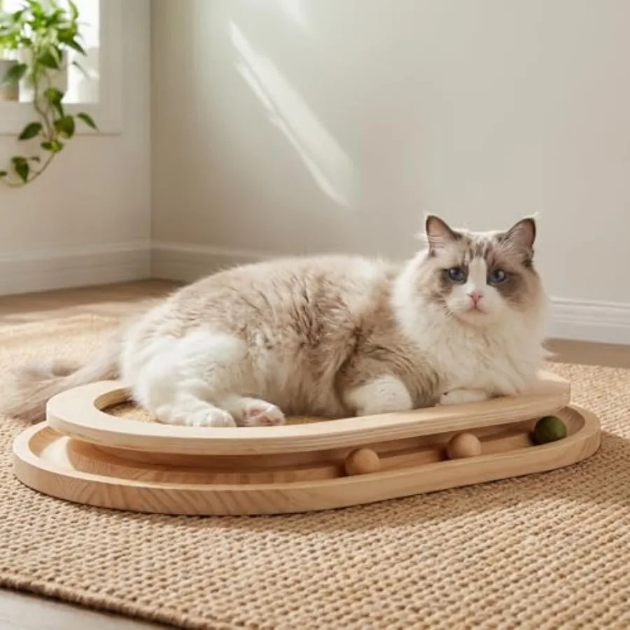 

Когтеточка для кошек из натурального сизаля и интерактивная игрушка для котят с шариковой дорожкой и шариком с кошачьей мятой для игр в помещении