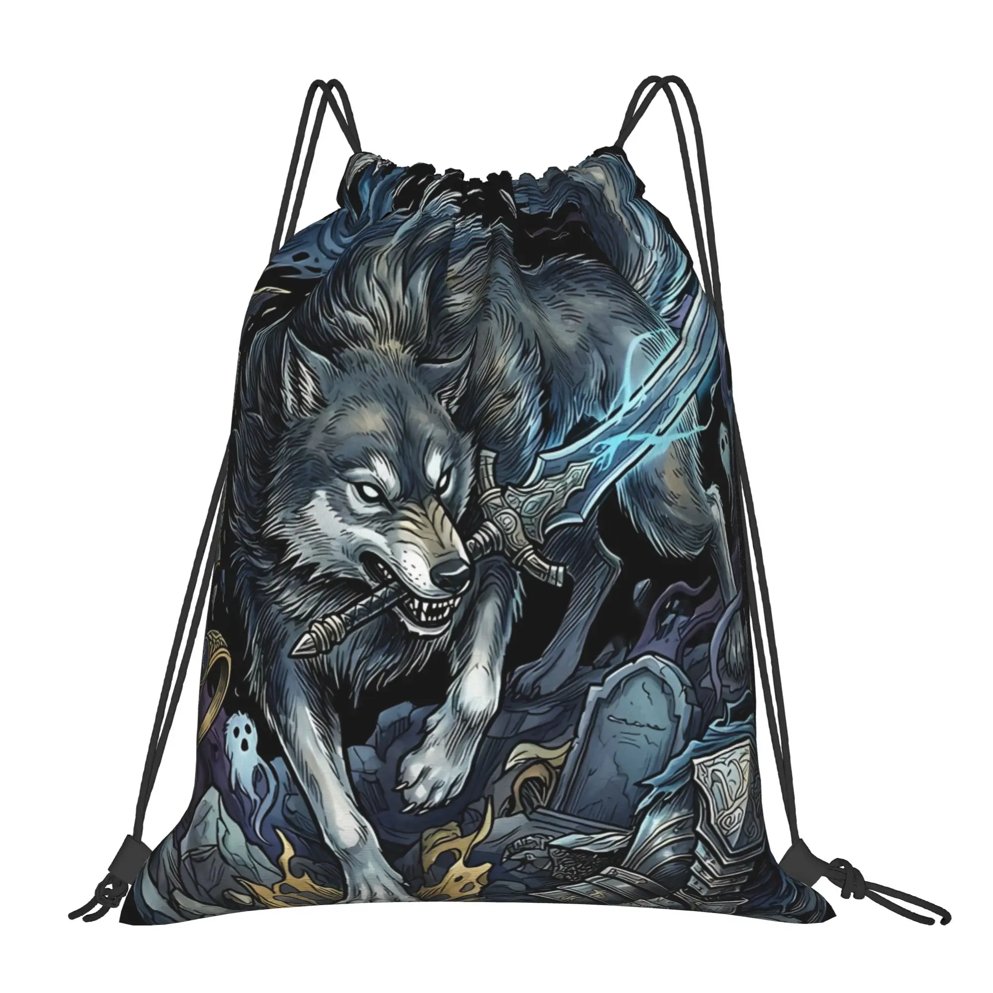 

Great Grey Wolf Sif Fantasy Wolf Warrior DDark Souls Schoolbag Students Daily mochila Large Capacity Laptop Bag Back To School