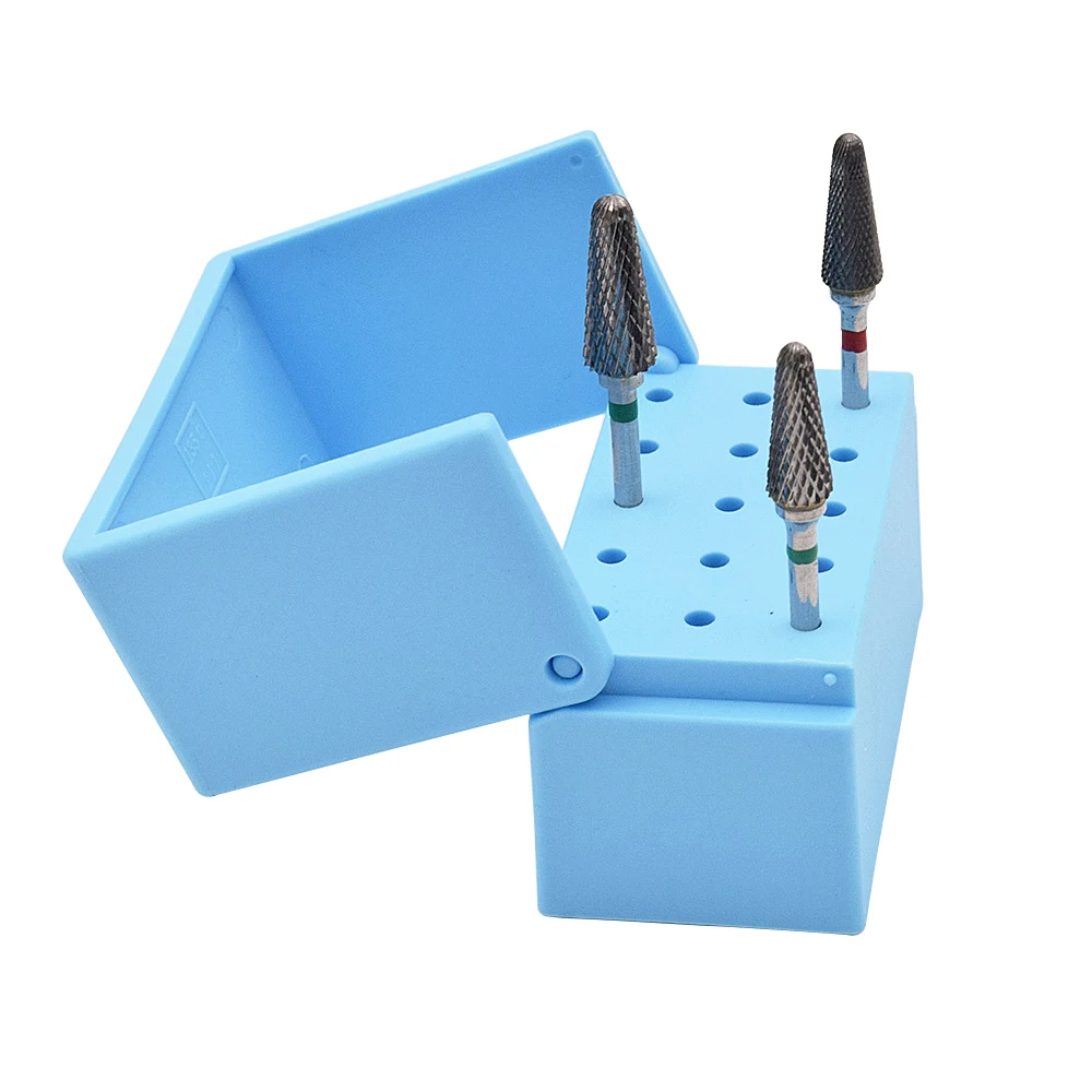 2 pcs 15 Holes Plastic Dental Burs Box Dental Bur Sterilizer Block Holder Autoclave Case Disinfection Box Dentistry Product