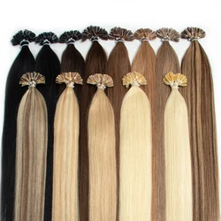 MRSHAIR U Tip Fusion Hair Extensions Nail Tips Human Hair Italiana 1.5cm Long Keratin Hair Bondings 12 16 20 24 inch 50strands